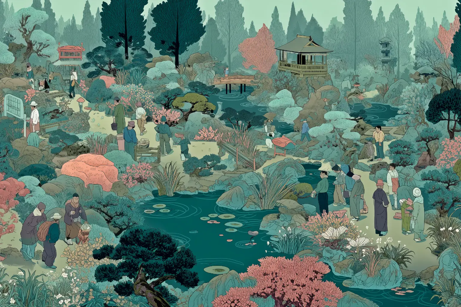 A community coming together to tender a garden and share knowledge.